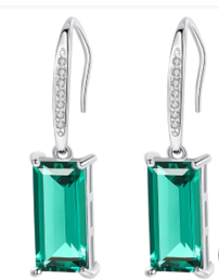 Lab Created Emerald Sterling Silver Earrings 202//258