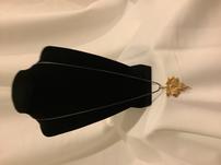 Gold Tone Metal Leaf Pendant on 24" Black Enamel Chain 202//151