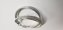 Triple Band Crystal Silver Hoop Earrings 202//98