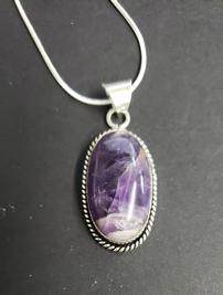 Polished Amethyst  Silver Pendant on Sterling Silver Chain 202//267