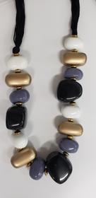 Gold, White, Gray, Black Stone Necklace 136//280