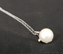 Lab Created Pearl Drop Pendant on Sterling Silver Necklace 202//173