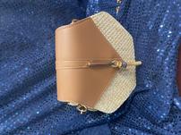 Natural Straw and Leather Envelope with Gold Accent Purse 202//151