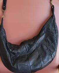 Soft Leather Black Geometric Patterned Purse 202//248