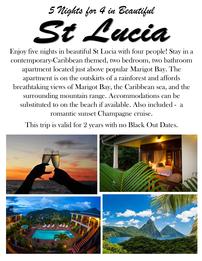 "Romantic Caribbean Island" St. Lucia for 4 People, 5 Nights 202//261