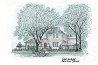 8in x10in  home sketch matted to 11in x 14in with color added.  Buyer provides photo 202//135