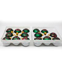 Set of 15 round green ornaments with red Crusader cross hand painted on them 202//202