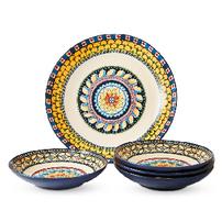 Sicily ceramic pasta serving bowl, 13in diameter, and four pasta bowls 202//202