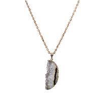 Half moon shaped agate necklace on a 34in chain 202//202