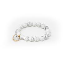 White River stone beaded bracelet with white heart charm 202//202