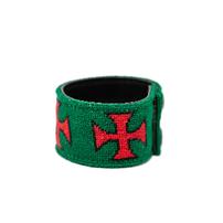 Green cross stitched cuff snap bracelet 202//202