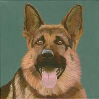 Pet portrait on 12in x 12in wood panel in acrylic 202//202