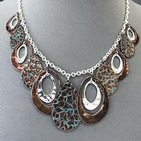 Silver Copper Patina Open Necklace 202//202