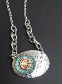 Silver "Hide Your Crazy" Shotgun Shell Necklace 202//274