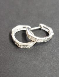 Sterling Silver Lab Created Diamond Huggie Hoop Earrings 202//263