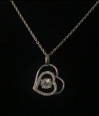 Sterling Silver 1.20 Ct Round Lab Created Heart Shaped Necklace 202//236