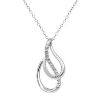 Sterling Silver Natural Diamond Tear Drop Necklace 202//202
