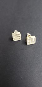 Sterling Silver 14K Gold Square Lab Created Diamond Stud Screwback Earrings 136//280