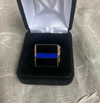 Gold Layered Sterling Silver Blue Lives Matter Ring 202//207