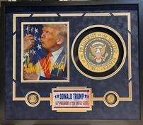 Donald Trump Seal Of The President W/ Gold Coins With Reprint Signature 202//176