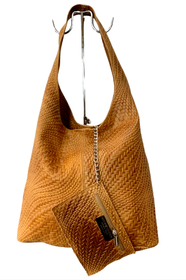 Italian Genuine Leather Weave Style Shoulder Hobo Sling Bag 186//280