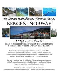 "The Gateway To The Amazing Fjords of Norway" Bergen, Norway for 2 People for 6 Nights 202//261