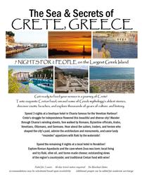 "The Sea & Secrets of Crete" Crete, Greece for 2 People for 7 Nights 202//261