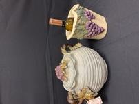 Ceramic Bowl with grape motif, Ceramic Wine Chiller with wine motif 202//152