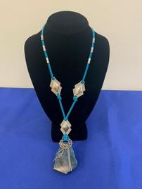 Turquoise Suede Necklace with Pendant 202//269