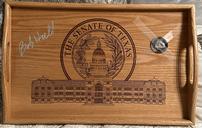 Signed Texas Serving Tray & Challenge Coin 202//128