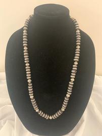 African Wood Necklace With Silver Turbans 202//269