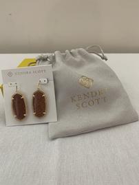 Kendra Scott Modern Elle Gold Drop Burnt Orange Drusy Earrings 202//269