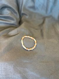 Wood/Silver Cube Elastic Bracelet 202//269
