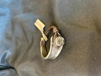 Silver Button Leather Clasp Bracelet 202//152