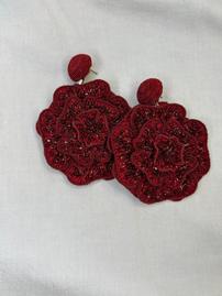 Red Beaded Floral Drop Earring 202//269