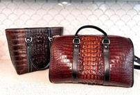 Brown Alligator Duffle with bag 202//137
